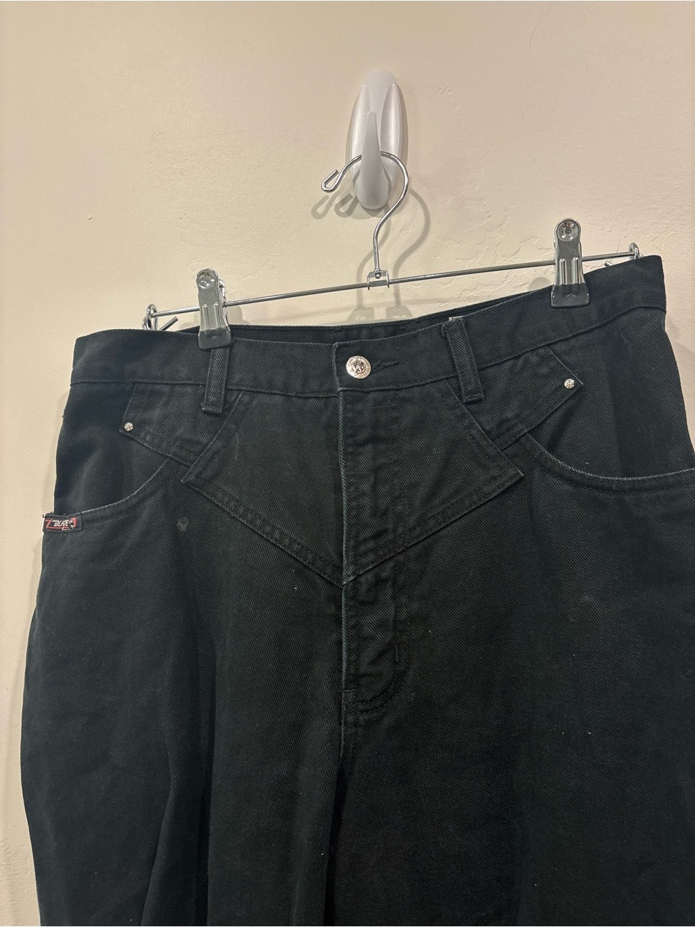 Vtg 80s 90s Blaze Western Jeans Black V-Yoke High Rise Tapered Leg 13/31